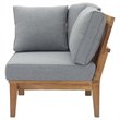 Modway Marina Modern Wood Outdoor Teak Corner Chair in Natural/Gray