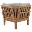 Modway Marina Modern Wood Outdoor Teak Corner Chair in Natural/Gray