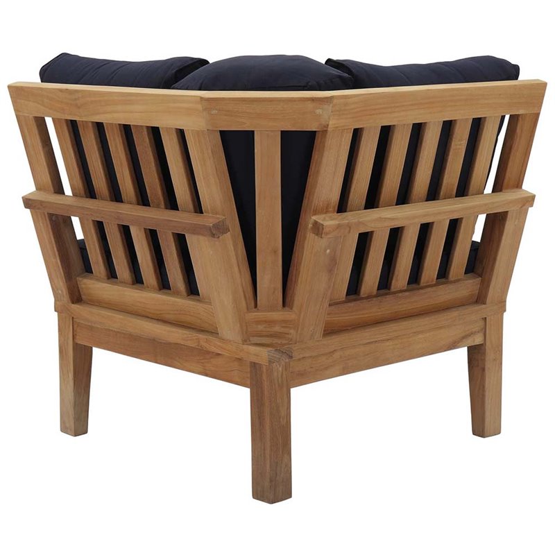 Modway Marina Patio Corner Chair in Natural and Navy