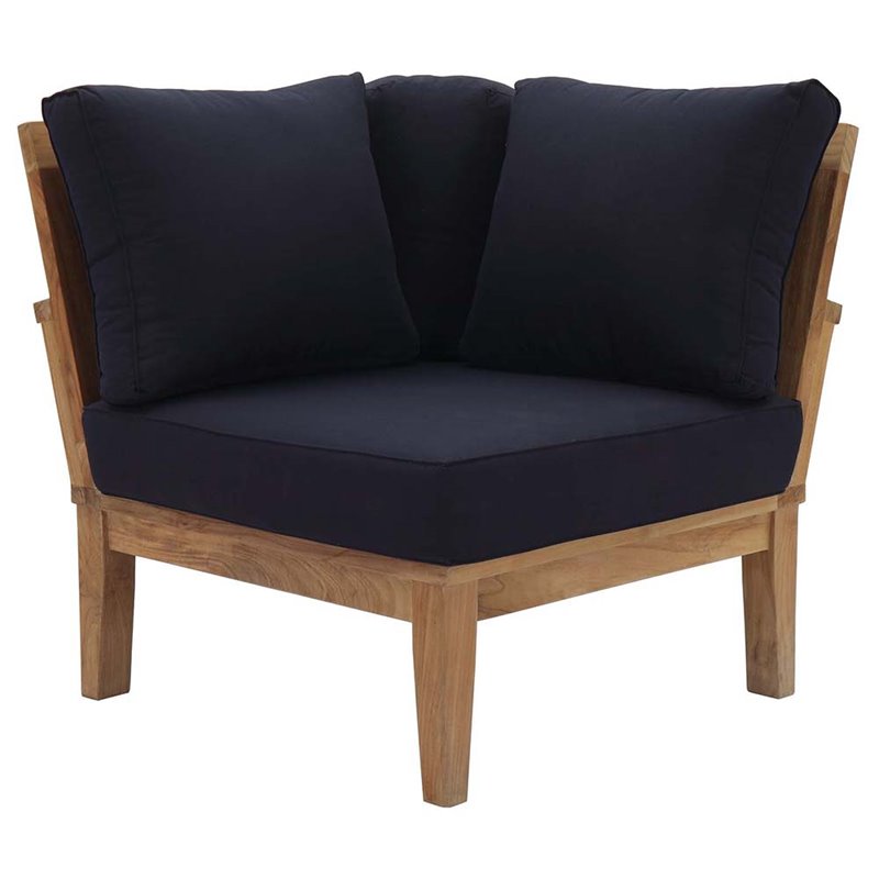 Modway Marina Patio Corner Chair in Natural and Navy