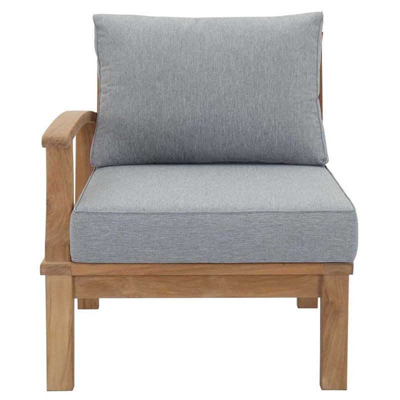 Modway Marina Wood Outdoor Teak Left-Facing Chair in Natural/Gray