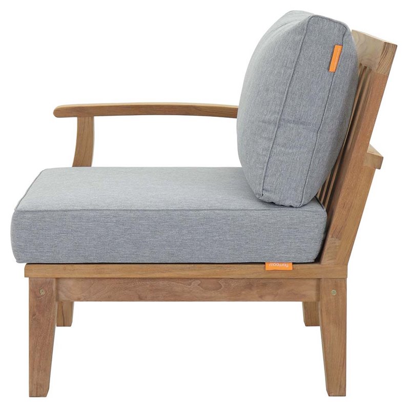 Modway Marina Wood Outdoor Teak Left-Facing Chair in Natural/Gray