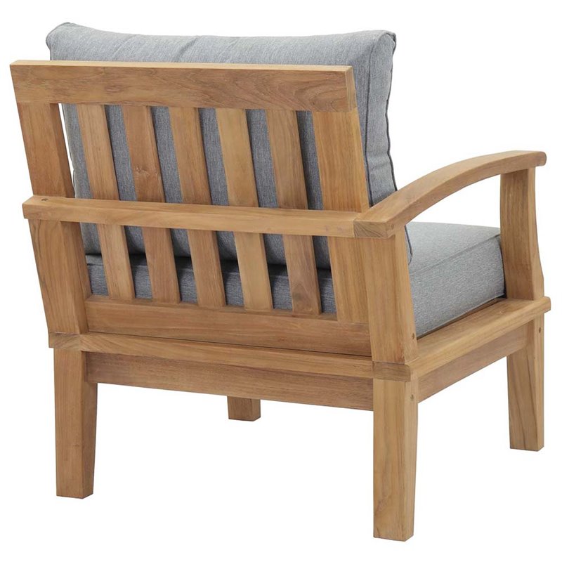 Modway Marina Wood Outdoor Teak Left-Facing Chair in Natural/Gray