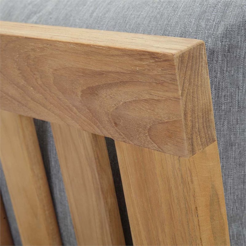 Modway Marina Wood Outdoor Teak Left-Facing Chair in Natural/Gray