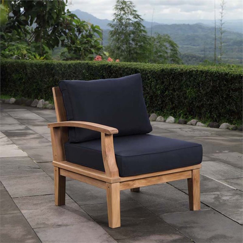 Modway Marina Left Arm Patio Chair in Natural and Navy