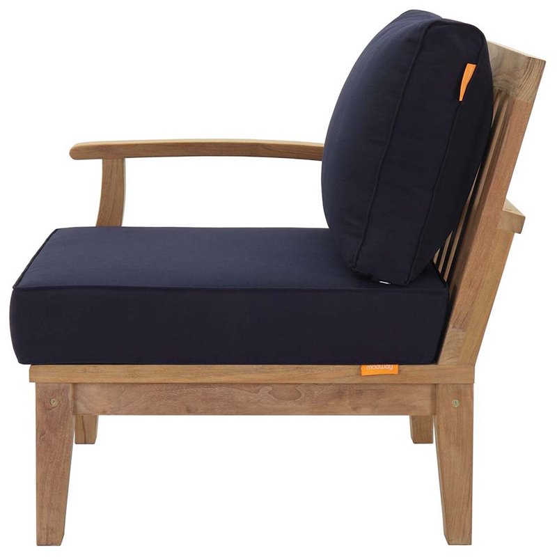 Modway Marina Left Arm Patio Chair in Natural and Navy
