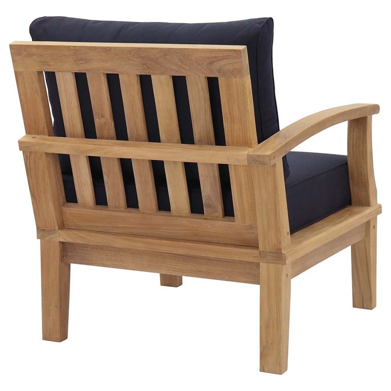 Modway Marina Left Arm Patio Chair in Natural and Navy