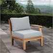 Modway Marina Wood Outdoor Teak Right-Facing Chair in Natural/Gray