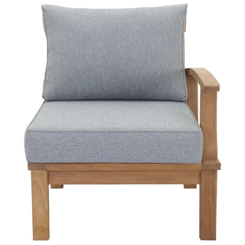 Modway Marina Wood Outdoor Teak Right-Facing Chair in Natural/Gray
