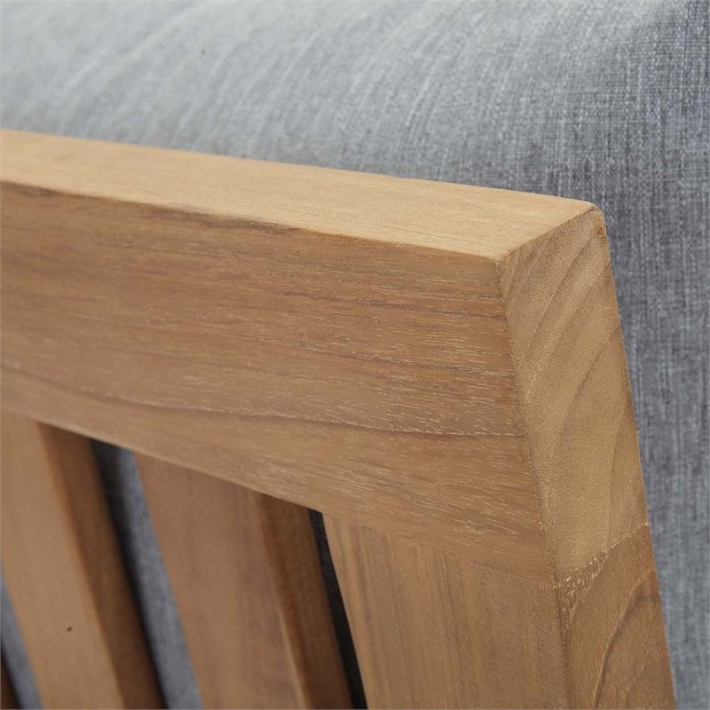 Modway Marina Wood Outdoor Teak Right-Facing Chair in Natural/Gray