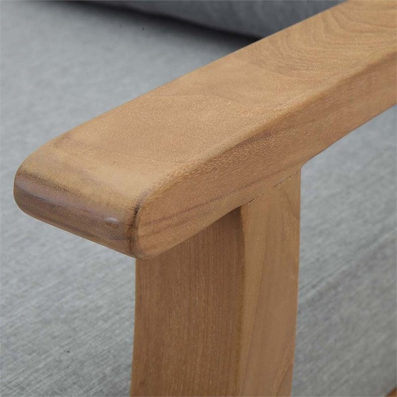 Modway Marina Wood Outdoor Teak Right-Facing Chair in Natural/Gray