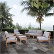 Modway Marina Wood Outdoor Teak Right-Facing Chair in Natural/Gray