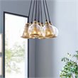 Modway Peak 7-Light Glass & Metal Chandelier in Honey Bronze and Black