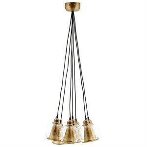 modway peak 7 light chandelier in honey bronze and black