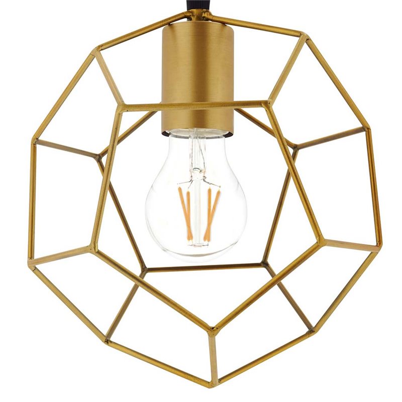 Modway Pique Modern Geometric Metal Pendant Lamp in Gold Finish