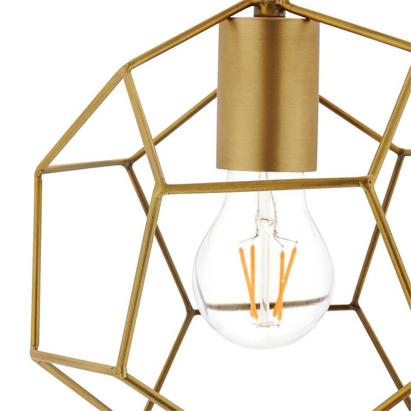 Modway Pique Modern Geometric Metal Pendant Lamp in Gold Finish