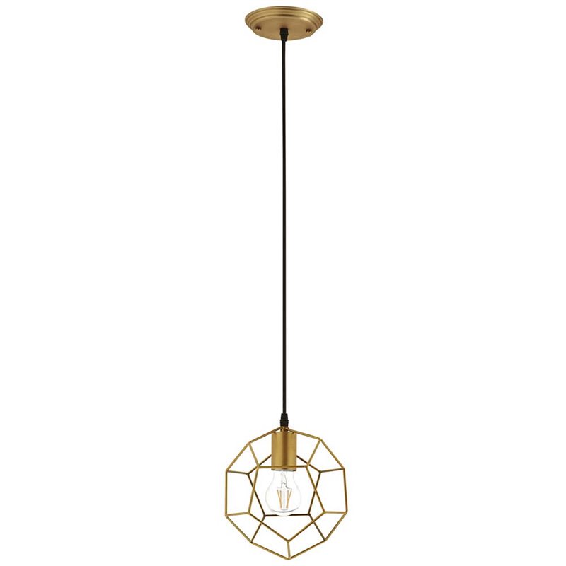 Modway Pique Modern Geometric Metal Pendant Lamp in Gold Finish