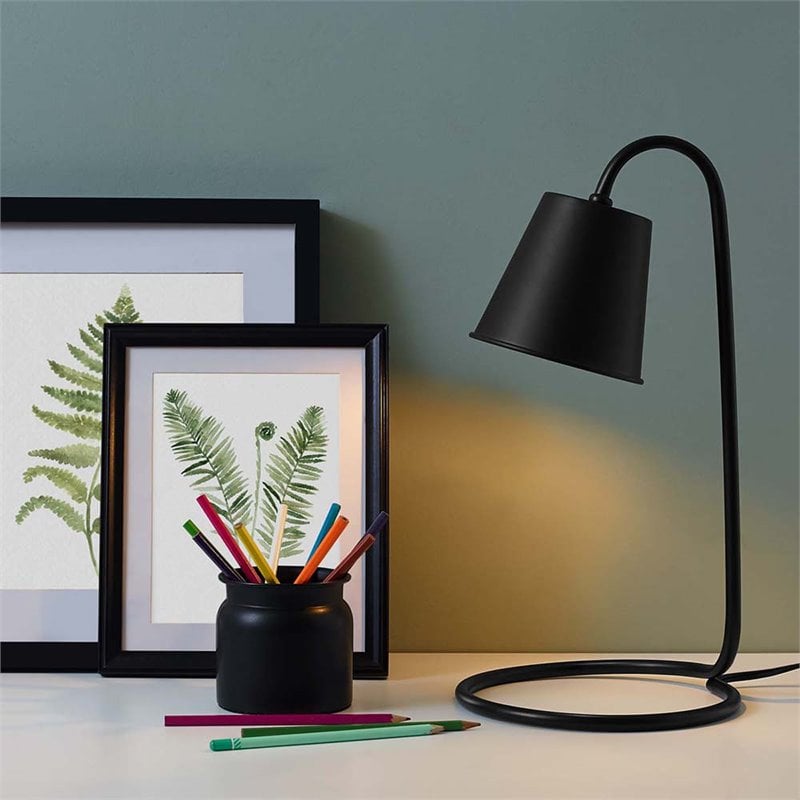 Modway Proclaim Modern Metal Table Lamp in Matte Black Finish