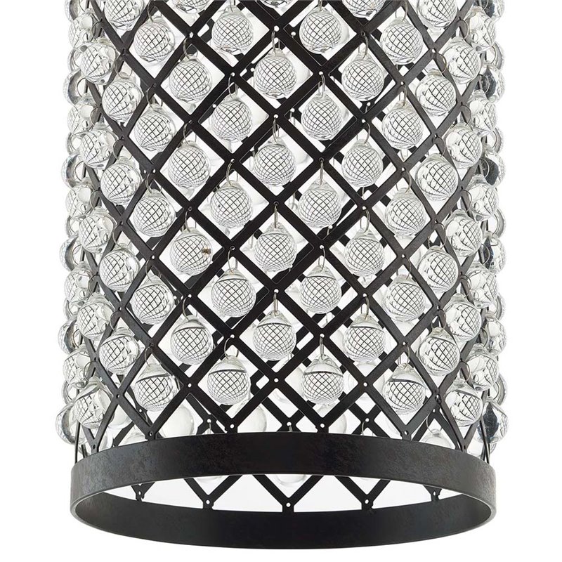 Modway Reflect Metal & Glass Pendant Lamp in Distressed Black/Clear