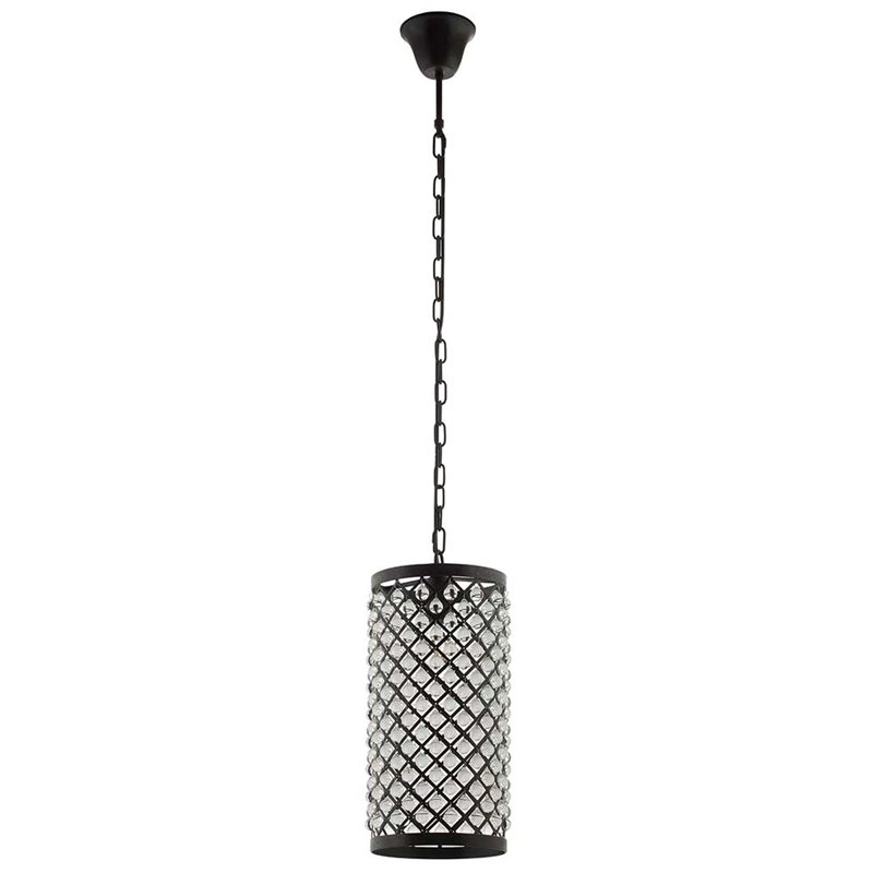 Modway Reflect Metal & Glass Pendant Lamp in Distressed Black/Clear