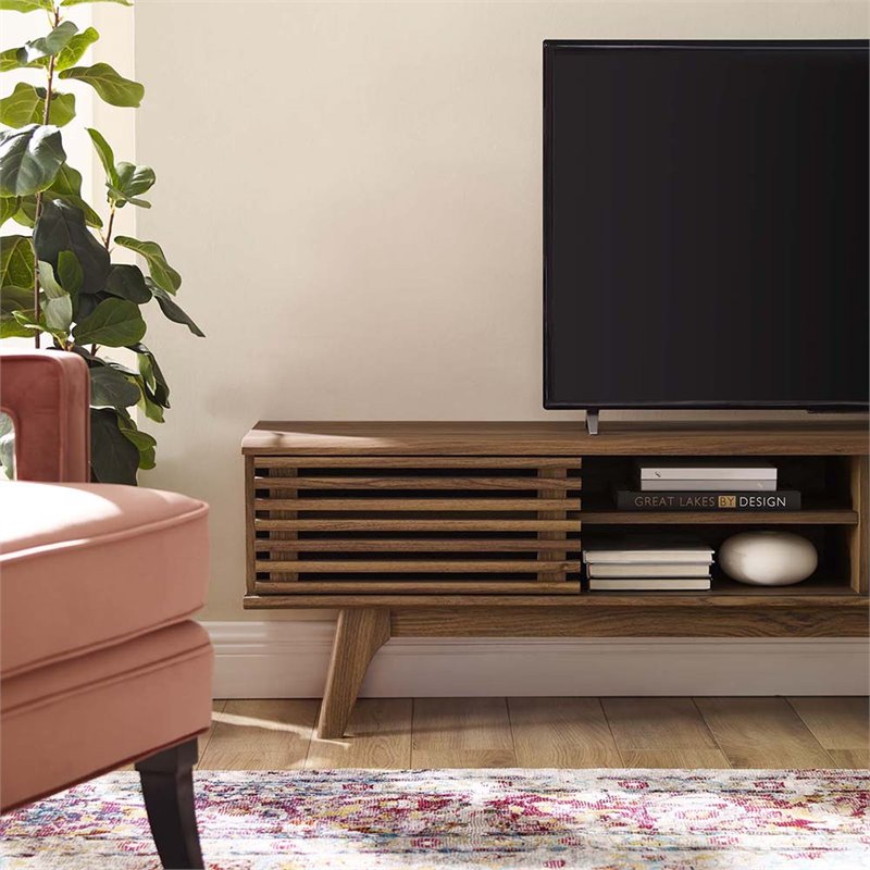 Modway Render 70" Mid Century Modern TV Stand In Walnut | Cymax Business