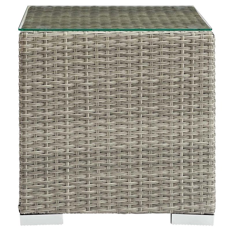 Modway Repose Glass Top Patio End Table in Light Gray