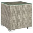 Modway Repose Glass Top Patio End Table in Light Gray