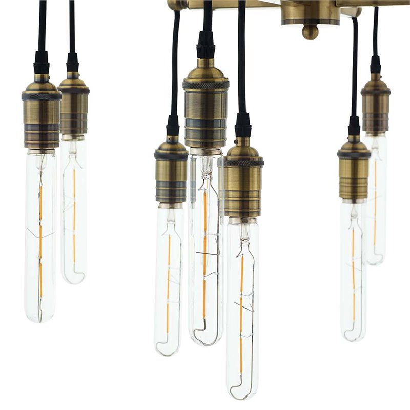 Modway Resolve 12-Light Modern Metal Chandelier in Antique Brass