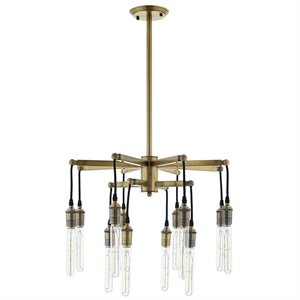 modway resolve 12 light chandelier in antique brass