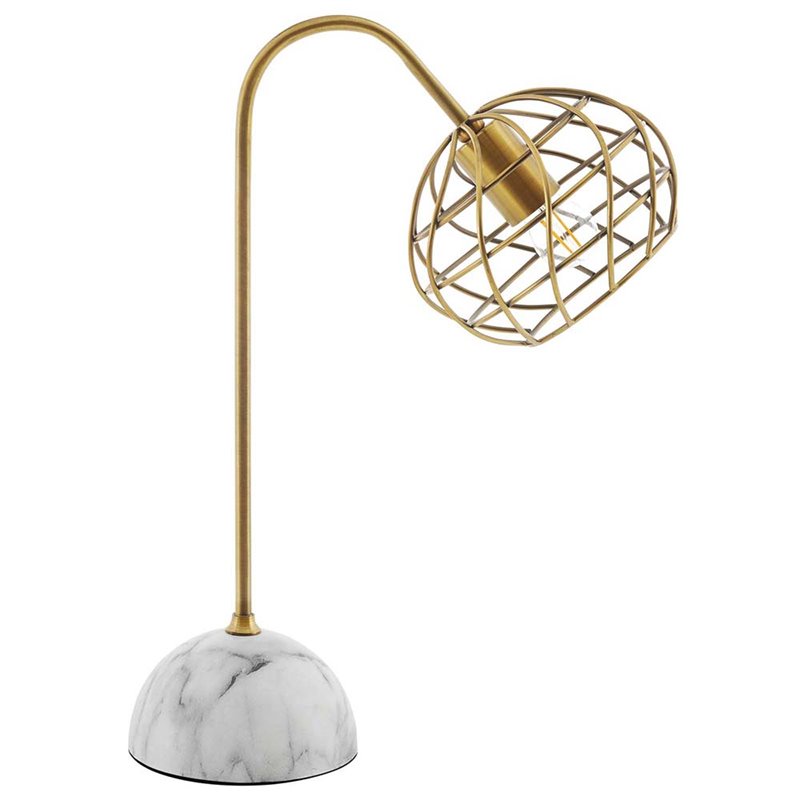 Modway Salient Faux Marble & Steel Table Lamp in Brass and White