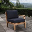 Modway Marina Wood Outdoor Teak Right-Facing Chair in Natural/Navy