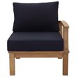 Modway Marina Wood Outdoor Teak Right-Facing Chair in Natural/Navy