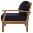 Modway Marina Wood Outdoor Teak Right-Facing Chair in Natural/Navy