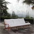 Modway Saratoga Slanted Back Wood Patio Sofa in Natural and White