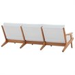 Modway Saratoga Slanted Back Wood Patio Sofa in Natural and White