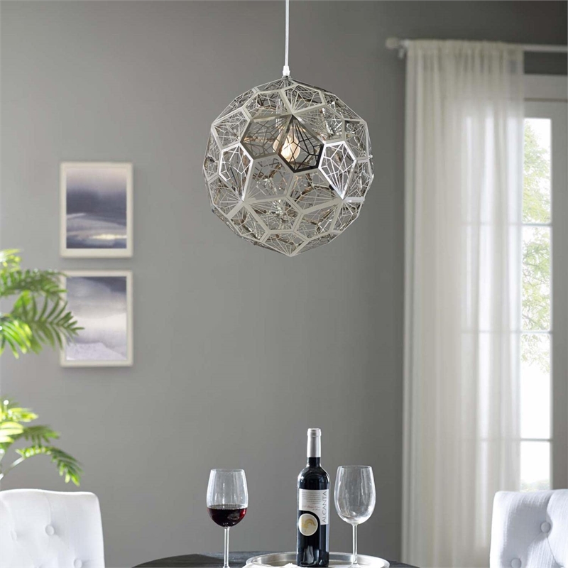 Modway Shine Modern Stainless Steel Pendant Lamp in Chrome Finish