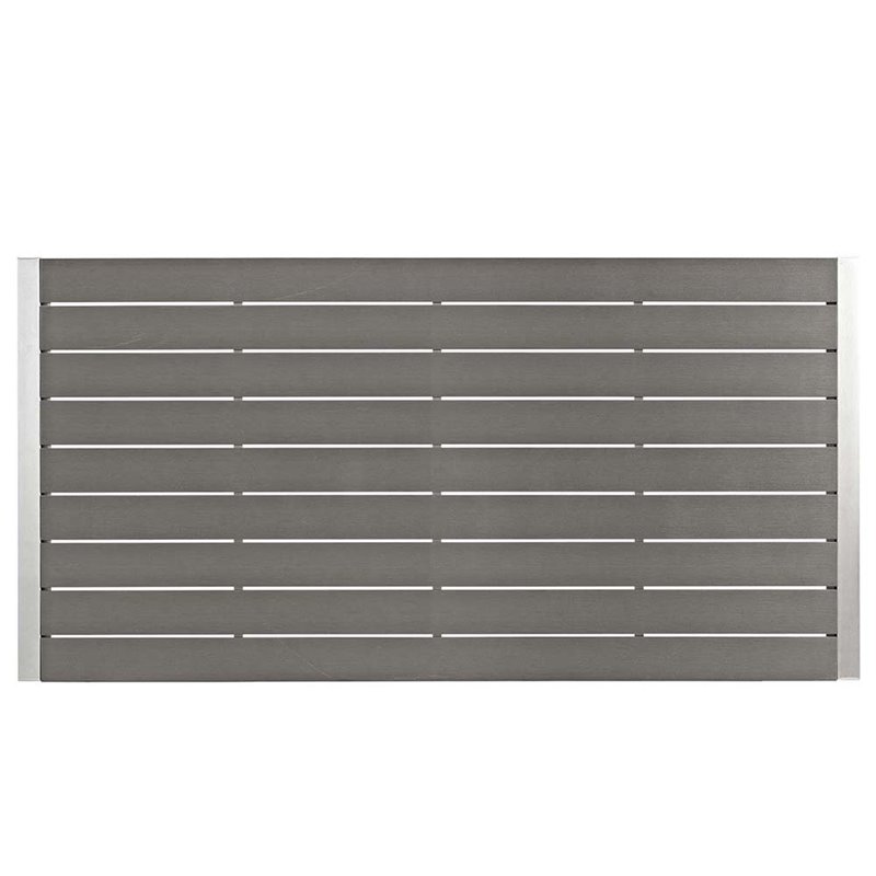 Modway Shore 7-Piece Outdoor Patio Wood and Aluminum Dining Set in Silver/Gray