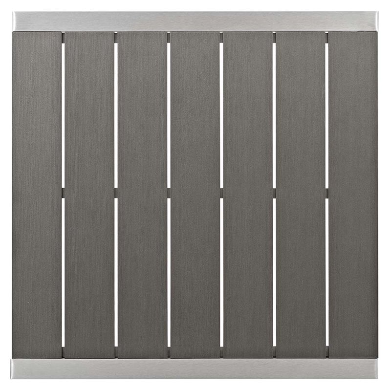 Modway Shore 3-Piece Wood & Aluminum Patio Pub Set in Silver and Gray