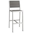 Modway Shore 3-Piece Wood & Aluminum Patio Pub Set in Gray and Silver