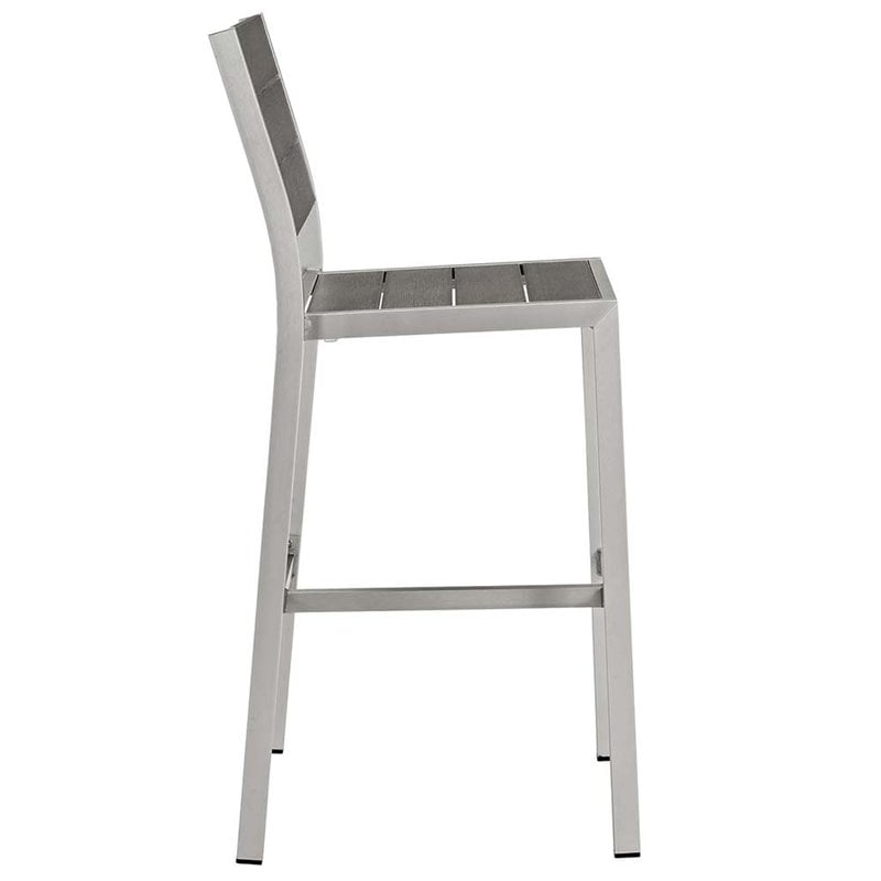 Modway Shore 3-Piece Wood & Aluminum Patio Pub Set in Gray and Silver