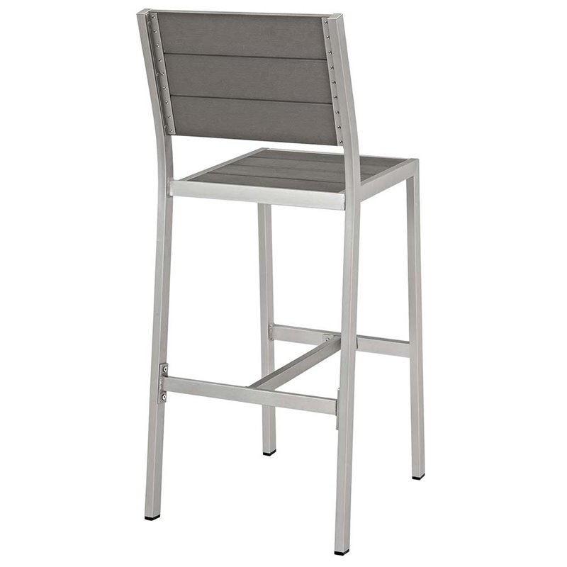 Modway Shore 3-Piece Wood & Aluminum Patio Pub Set in Gray and Silver