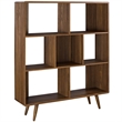 Modway Transmit Modern Particleboard Wood Bookcase in Walnut