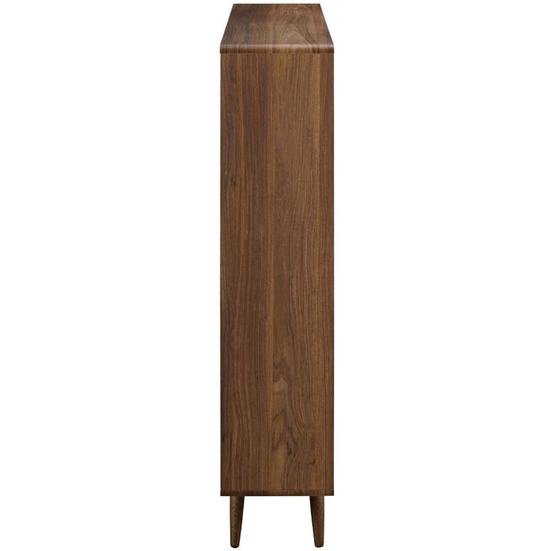 Modway Transmit Modern Particleboard Wood Bookcase in Walnut