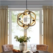 Modway Transpose 6-Light Metal & Rope Chandelier in Brown and Black
