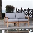 Modway Marina 2-Piece Teak Wood Patio Sofa Sectional Set - Natural/Gray