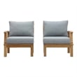 Modway Marina 2-Piece Teak Wood Patio Sofa Sectional Set - Natural/Gray