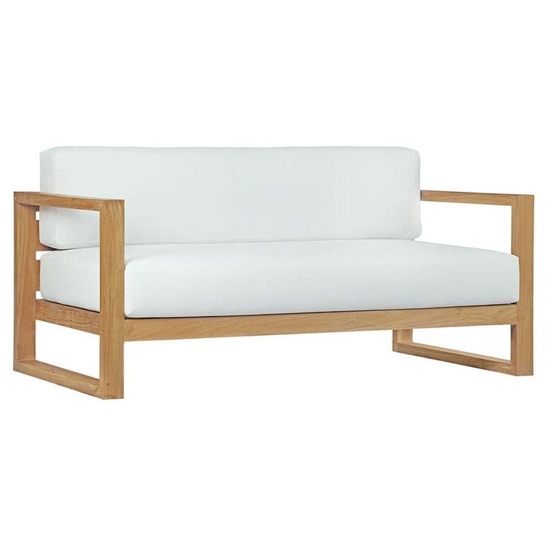 Modway Upland 4-Piece Wood Patio Sofa Set in Natural and White