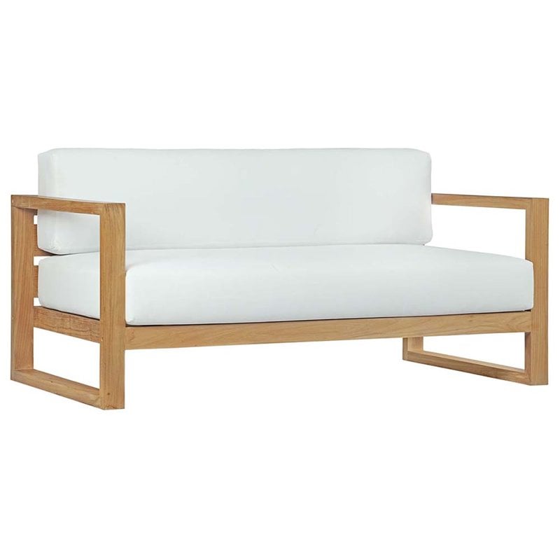 Modway Upland 8-Piece Wood Patio Sofa Set in Natural and White