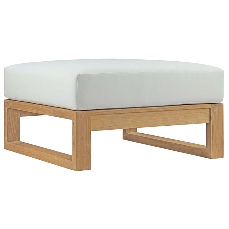 Modway Upland 8-Piece Wood Patio Sofa Set in Natural and White