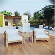 Modway Upland 3-Piece Teak Wood Patio Set with End Table in Natural/White